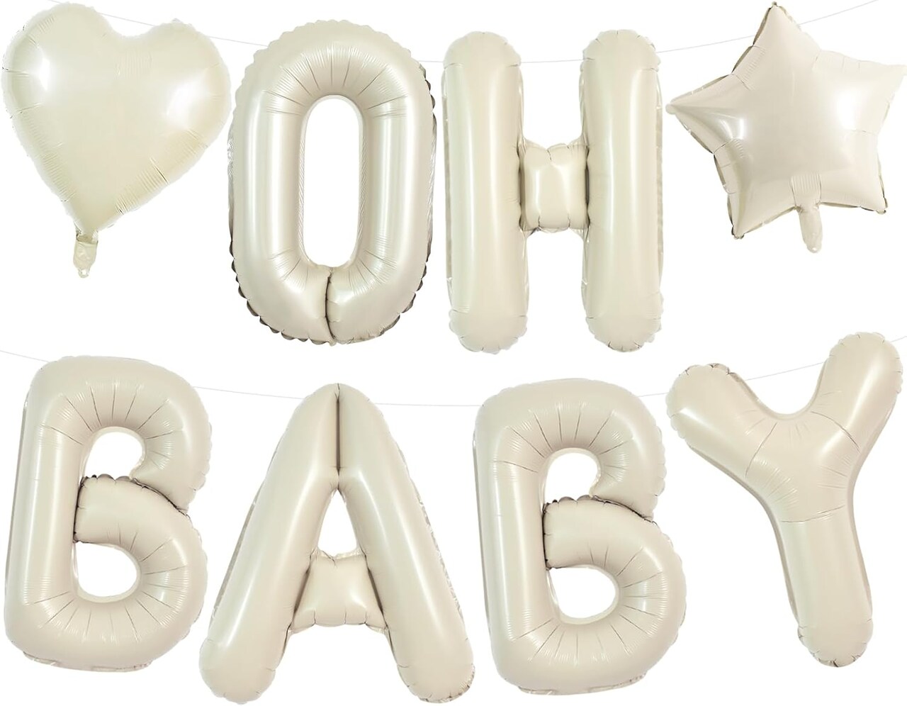 OH BABY Balloon,40 Inch Cream White Oh Baby Foil Letter Balloons,Large Baby Shower Balloon Banners for Gender Reveal Party Decoration Baby Birthdays Party Decoration